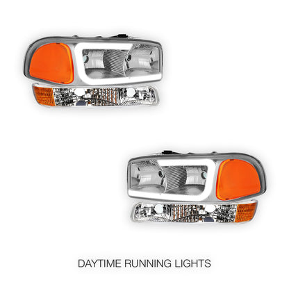 GMC Yukon XL 1500 SLE / SLT (2000 - 2006) Pair LED DRL Headlights LH + RH