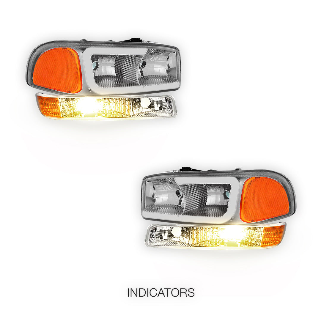 GMC Yukon XL 1500 SLE / SLT (2000 - 2006) Pair LED DRL Headlights LH + RH