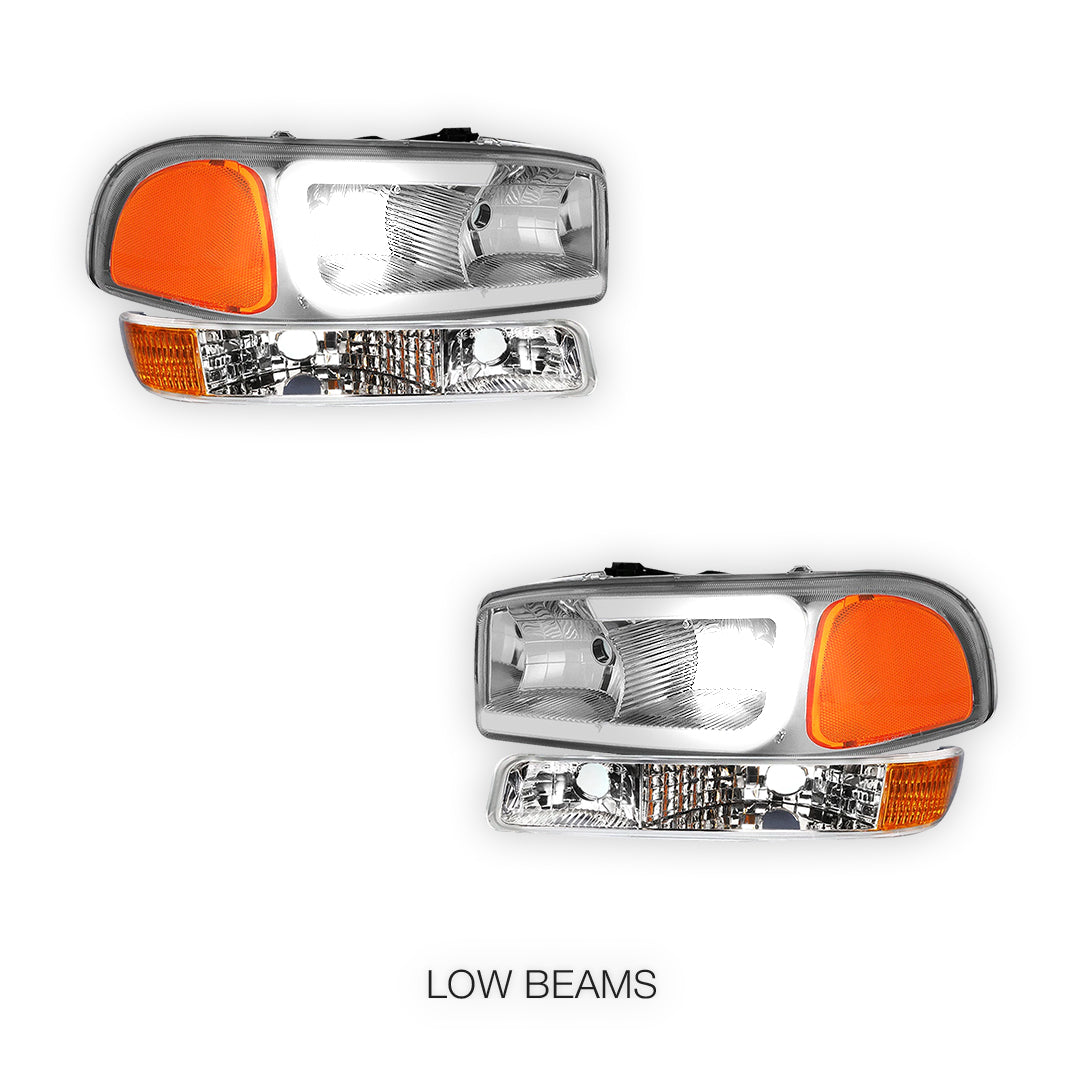 GMC Yukon XL 1500 SLE / SLT (2000 - 2006) Pair LED DRL Headlights LH + RH