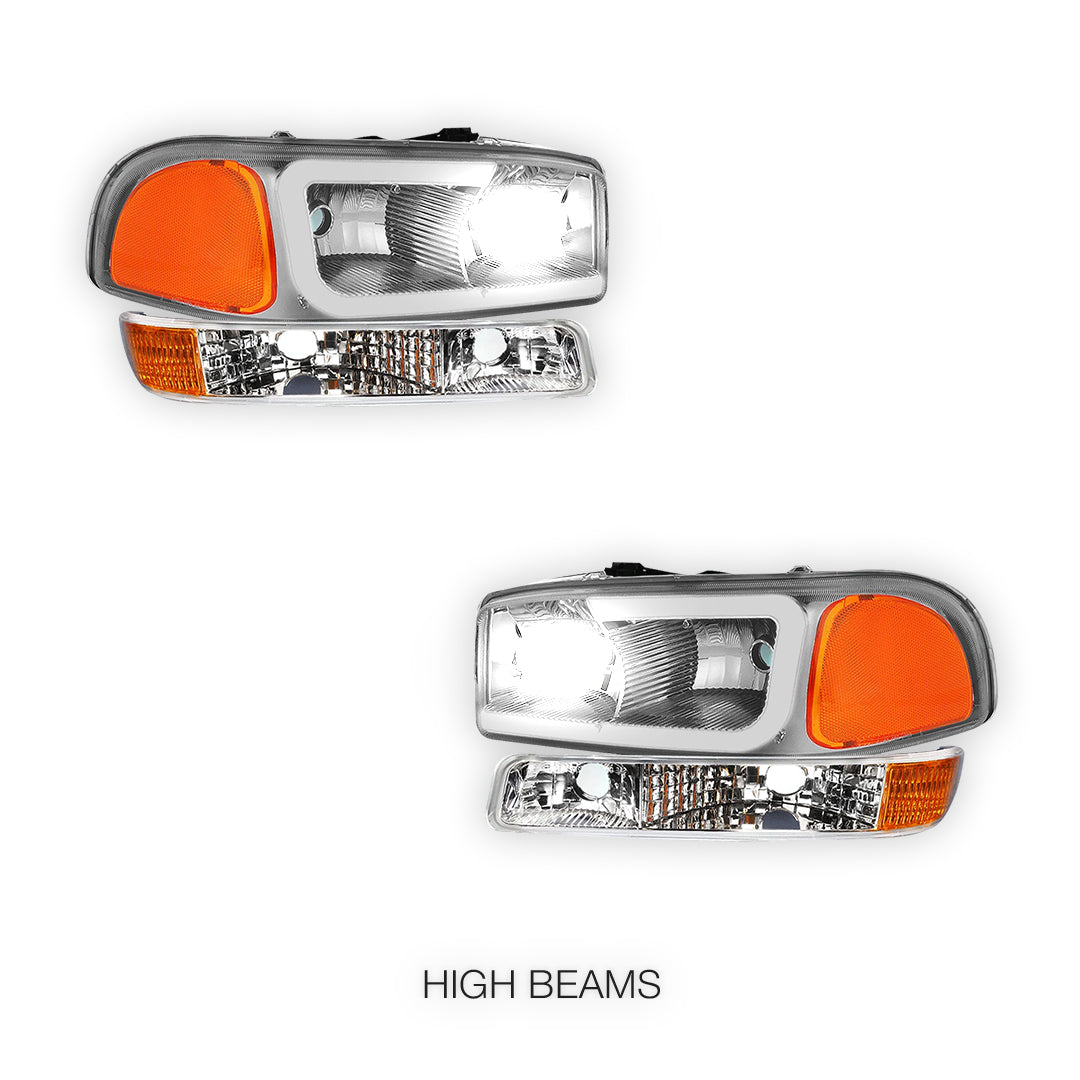 GMC Yukon XL 1500 SLE / SLT (2000 - 2006) Pair LED DRL Headlights LH + RH