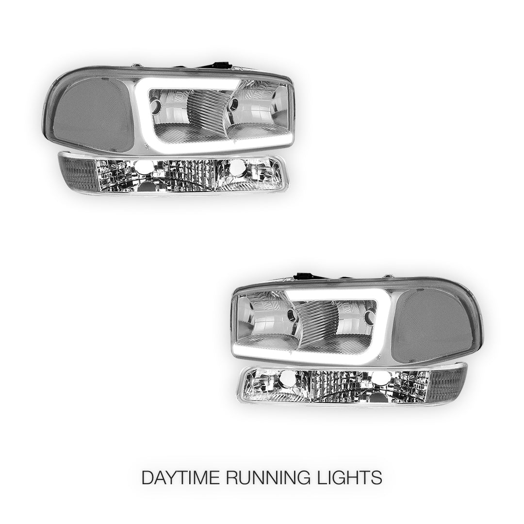 GMC Yukon XL 1500 SLE / SLT (2000 - 2006) Pair LED DRL Headlights LH + RH