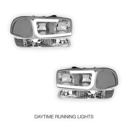 GMC Yukon XL 1500 SLE / SLT (2000 - 2006) Pair LED DRL Headlights LH + RH