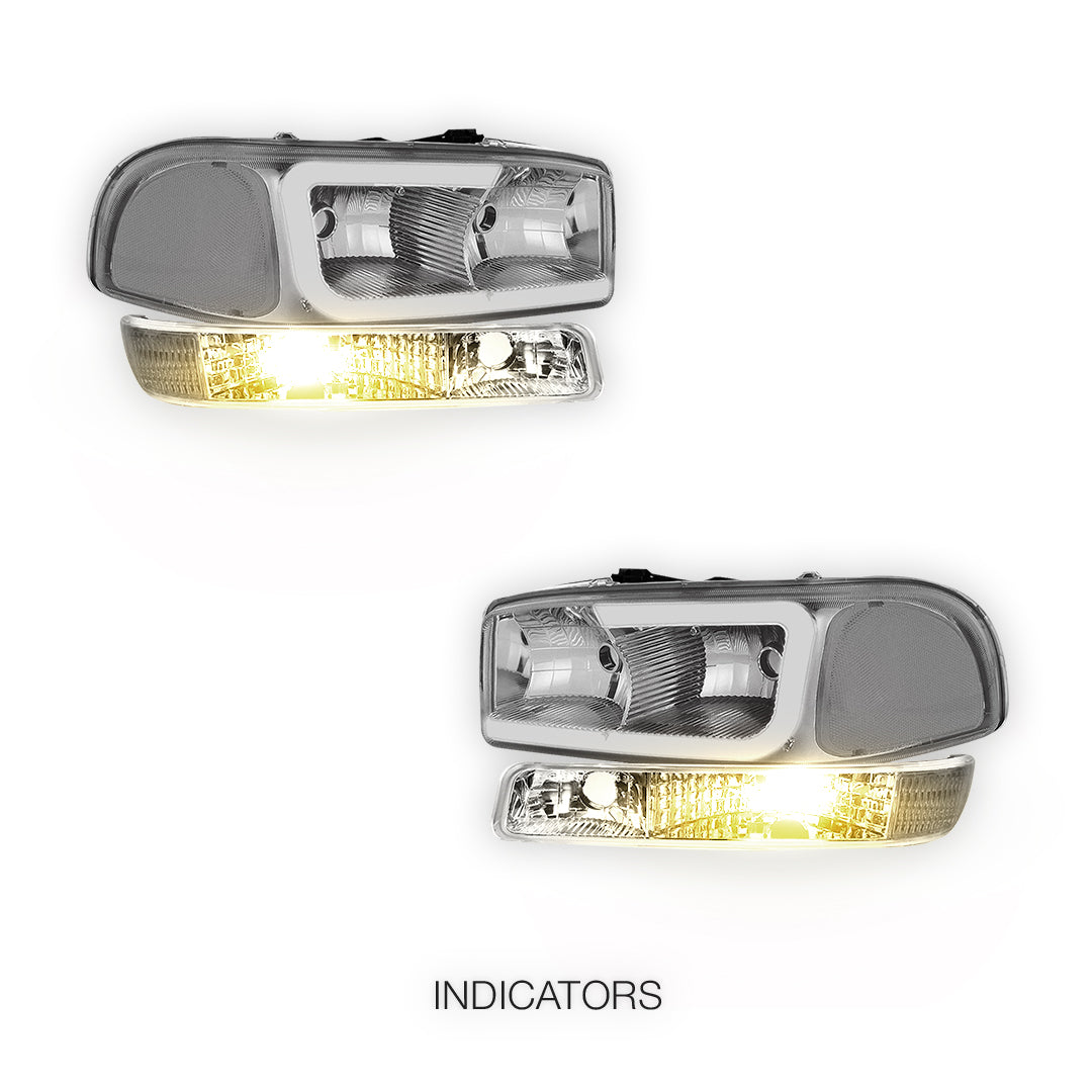 GMC Yukon XL 1500 SLE / SLT (2000 - 2006) Pair LED DRL Headlights LH + RH