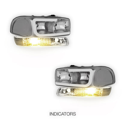 GMC Yukon XL 1500 SLE / SLT (2000 - 2006) Pair LED DRL Headlights LH + RH