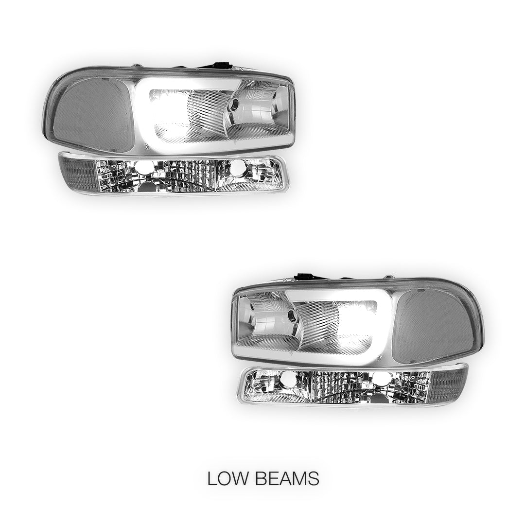 GMC Yukon XL 1500 SLE / SLT (2000 - 2006) Pair LED DRL Headlights LH + RH