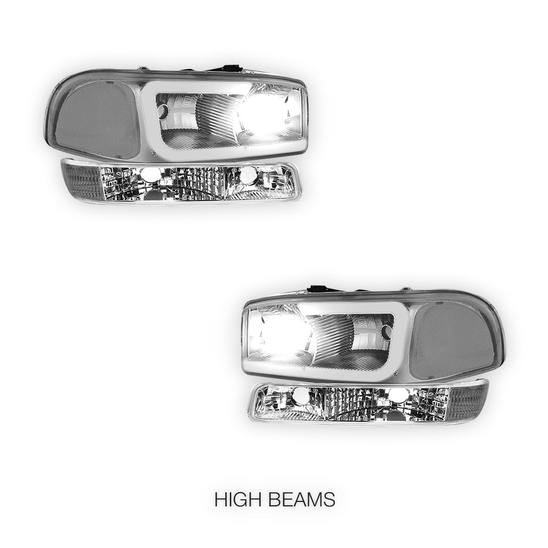 GMC Yukon XL 1500 SLE / SLT (2000 - 2006) Pair LED DRL Headlights LH + RH