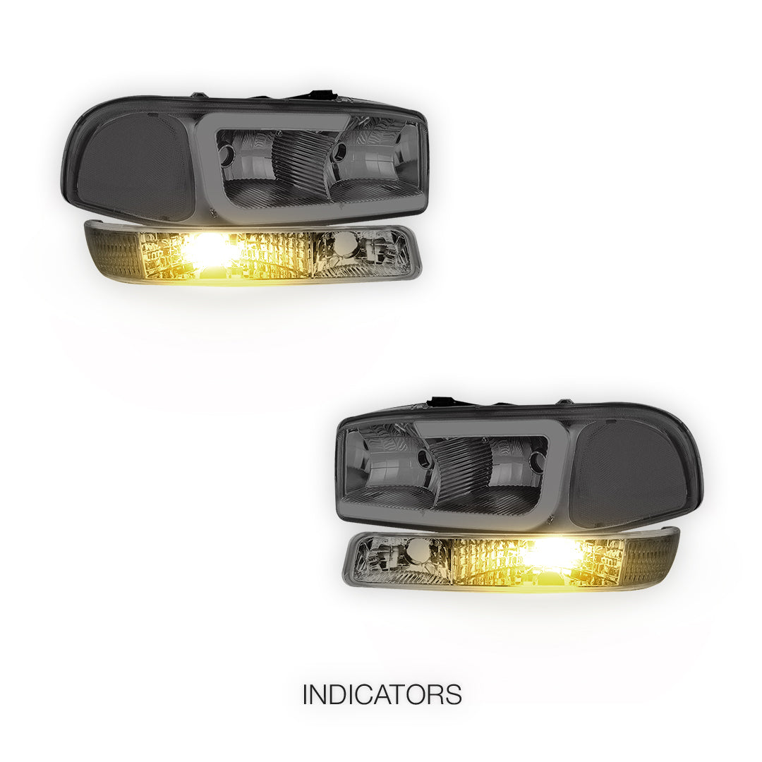 GMC Yukon XL 1500 SLE / SLT (2000 - 2006) Pair LED DRL Headlights LH + RH