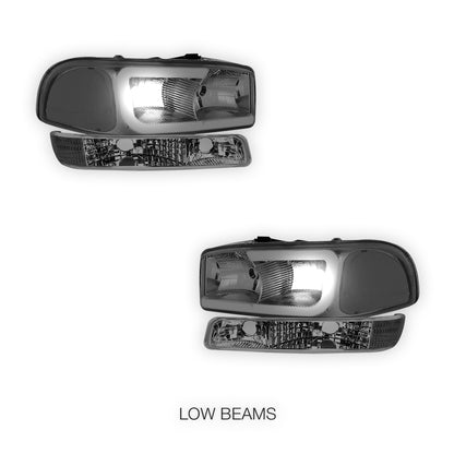 GMC Yukon XL 1500 SLE / SLT (2000 - 2006) Pair LED DRL Headlights LH + RH