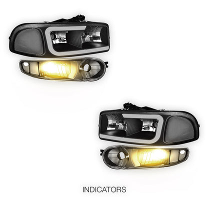 GMC Yukon XL 1500 SLE / SLT (2001 - 2006) LED DRL Headlights LH + RH