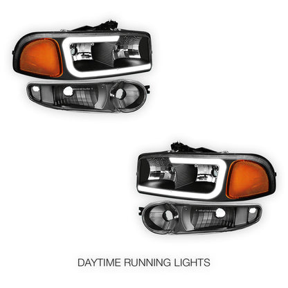 GMC Yukon XL 1500 SLE / SLT (2001 - 2006) LED DRL Headlights LH + RH