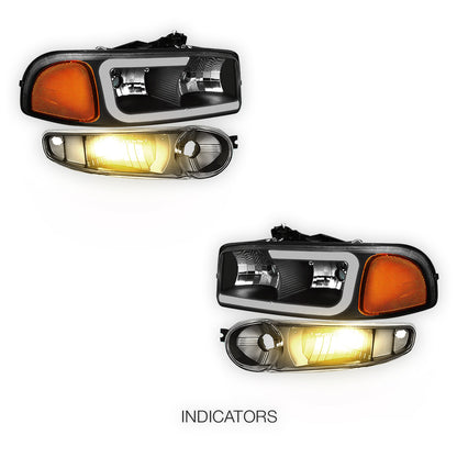 GMC Yukon XL 1500 SLE / SLT (2001 - 2006) LED DRL Headlights LH + RH