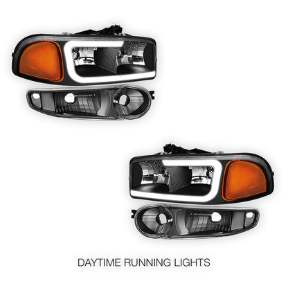 GMC Sierra 1500 SLE / SLE2 / SLT (2002 - 2006) LED DRL Headlights LH + RH
