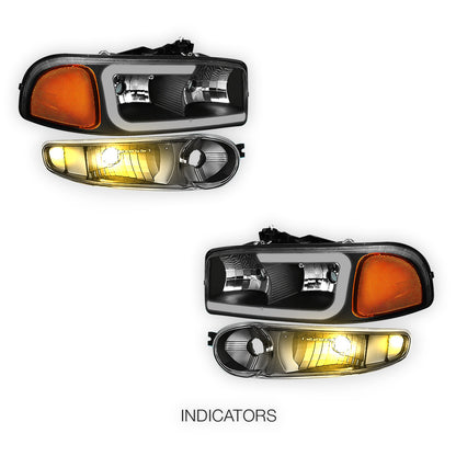 GMC Sierra 1500 SLE / SLE2 / SLT (2002 - 2006) LED DRL Headlights LH + RH