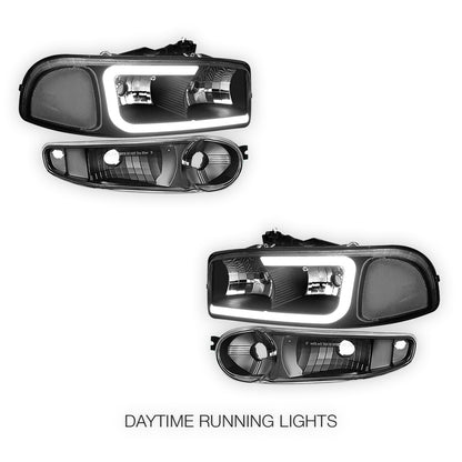 GMC Sierra 1500 SLE / SLE2 / SLT (2002 - 2006) LED DRL Headlights LH + RH