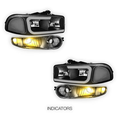 GMC Sierra 1500 SLE / SLE2 / SLT (2002 - 2006) LED DRL Headlights LH + RH