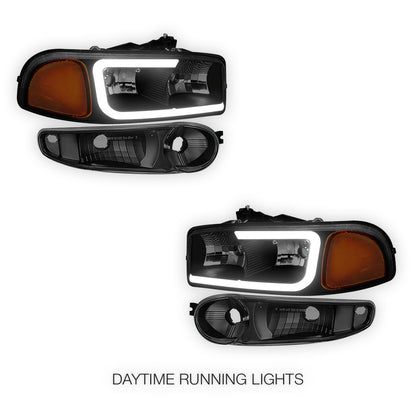 GMC Sierra 1500 SLE / SLE2 / SLT (2002 - 2006) LED DRL Headlights LH + RH