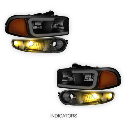 GMC Sierra 1500 SLE / SLE2 / SLT (2002 - 2006) LED DRL Headlights LH + RH