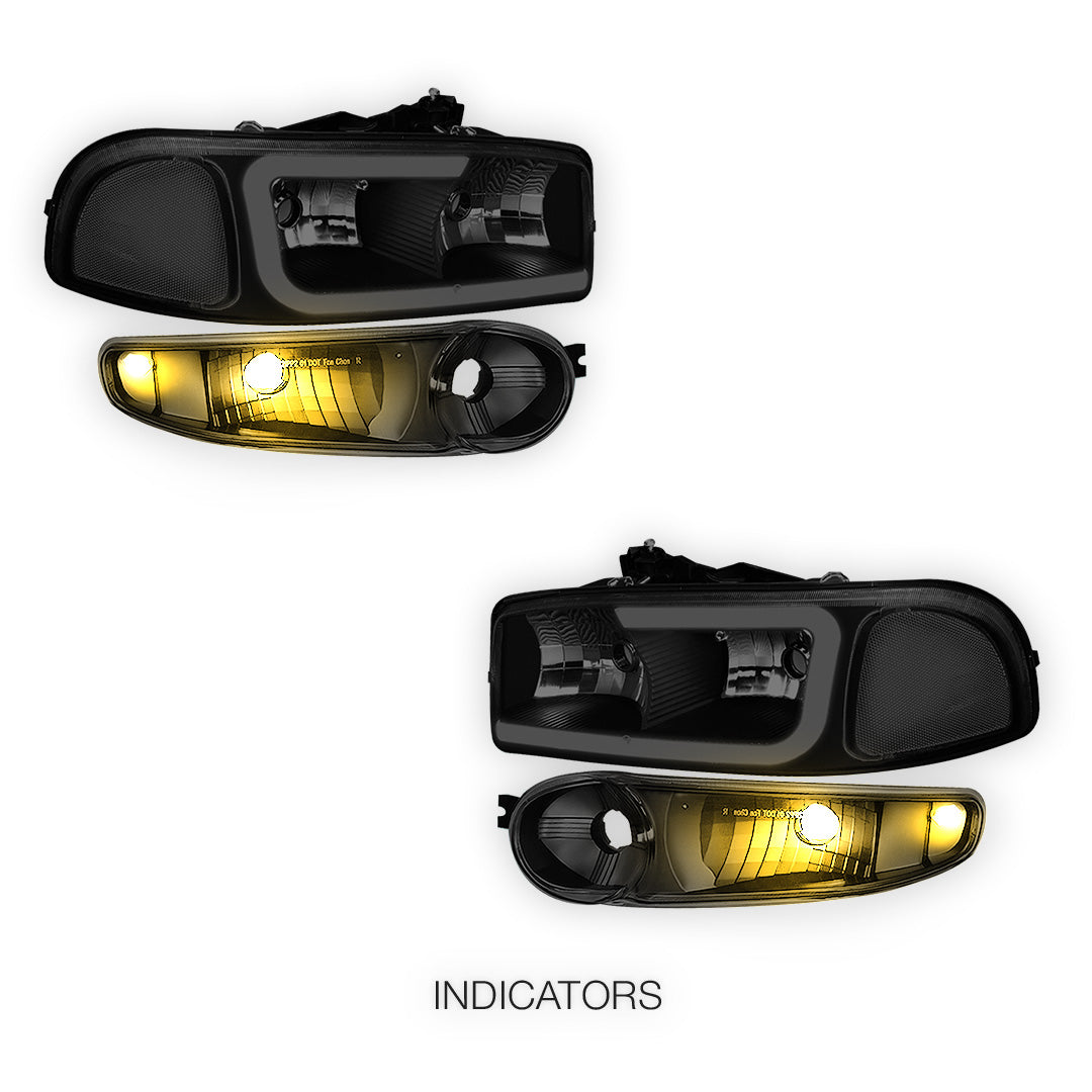GMC Sierra 1500 SLE / SLE2 / SLT (2002 - 2006) LED DRL Headlights LH + RH