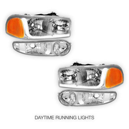 GMC Yukon XL 1500 SLE / SLT (2001 - 2006) LED DRL Headlights LH + RH
