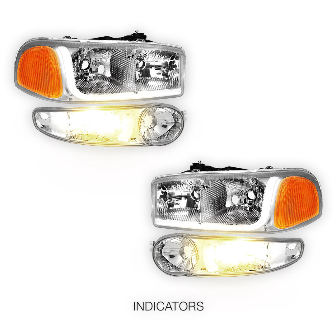 GMC Yukon XL 1500 SLE / SLT (2001 - 2006) LED DRL Headlights LH + RH