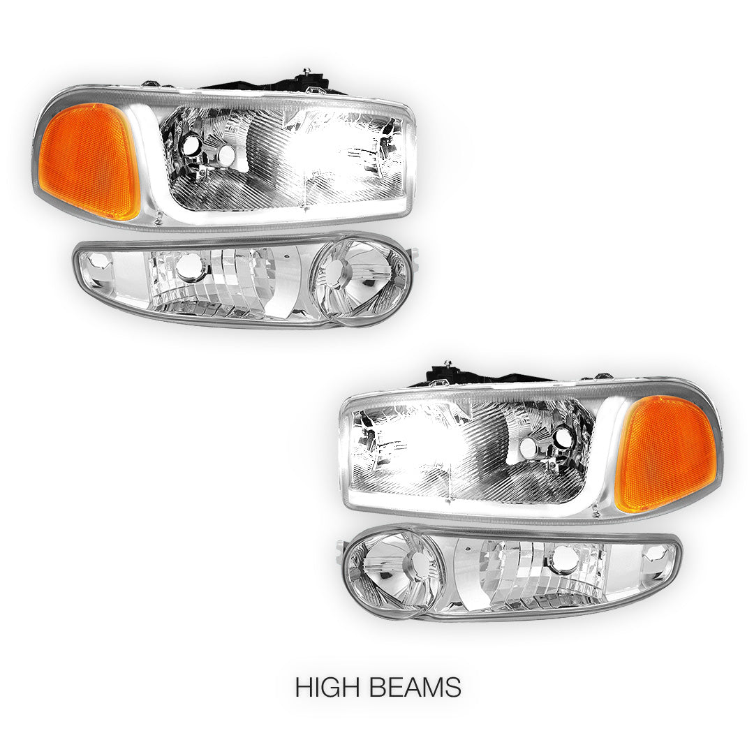 GMC Yukon XL 1500 SLE / SLT (2001 - 2006) LED DRL Headlights LH + RH