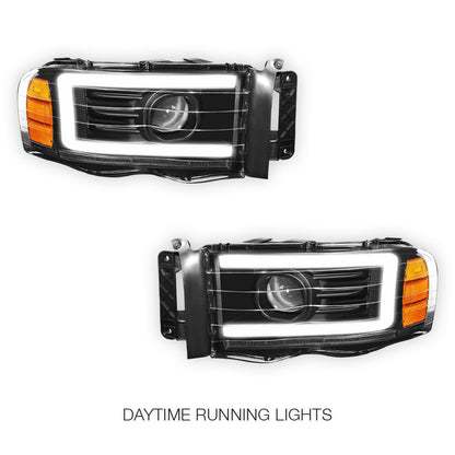 Dodge RAM 1500 (2002 - 2005) LED DRL Sequential Turn Signal Projector Headlights LH + RH