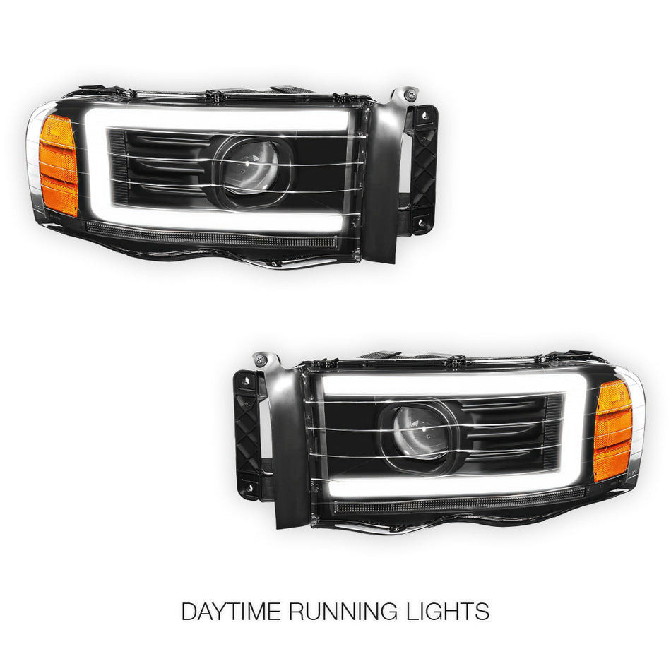 Dodge RAM 1500 (2002 - 2005) LED DRL Sequential Turn Signal Projector Headlights LH + RH