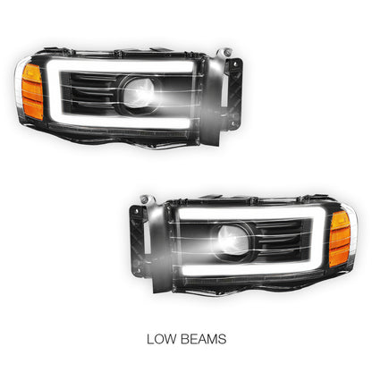 Dodge RAM 1500 (2002 - 2005) LED DRL Sequential Turn Signal Projector Headlights LH + RH