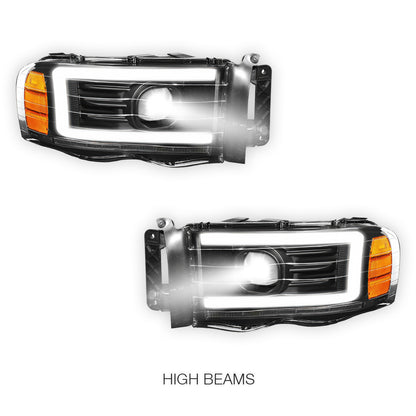 Dodge RAM 1500 (2002 - 2005) LED DRL Sequential Turn Signal Projector Headlights LH + RH