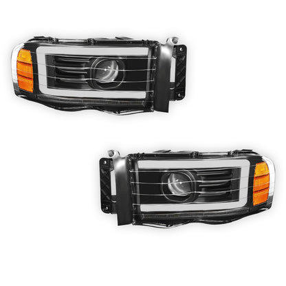 Dodge RAM 1500 (2002 - 2005) LED DRL Sequential Turn Signal Projector Headlights LH + RH