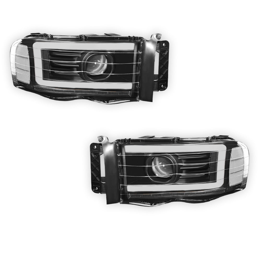 Dodge RAM 1500 (2002 - 2005) LED DRL Sequential Turn Signal Projector Headlights LH + RH