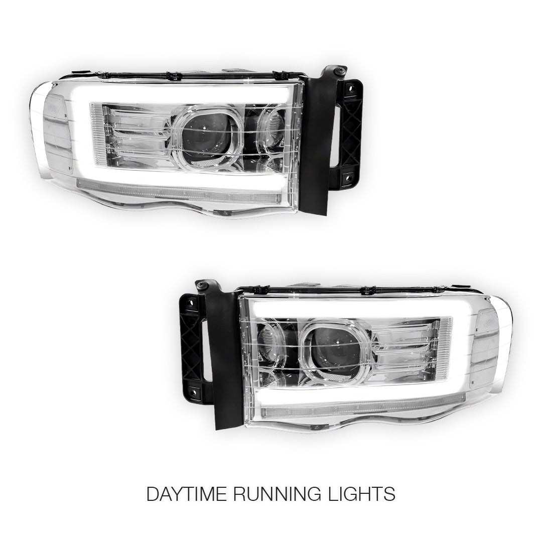 Dodge RAM 1500 (2002 - 2005) LED DRL Sequential Turn Signal Projector Headlights LH + RH