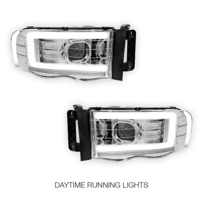 Dodge RAM 1500 (2002 - 2005) LED DRL Sequential Turn Signal Projector Headlights LH + RH