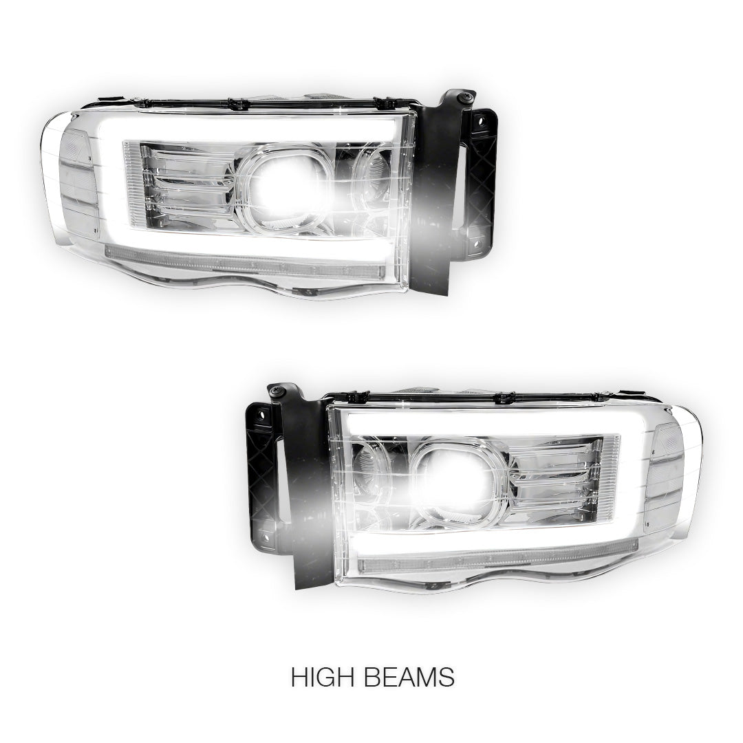 Dodge RAM 1500 (2002 - 2005) LED DRL Sequential Turn Signal Projector Headlights LH + RH