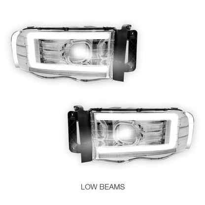 Dodge RAM 2500 (2002 - 2005) LED DRL Sequential Turn Signal Projector Headlights LH + RH