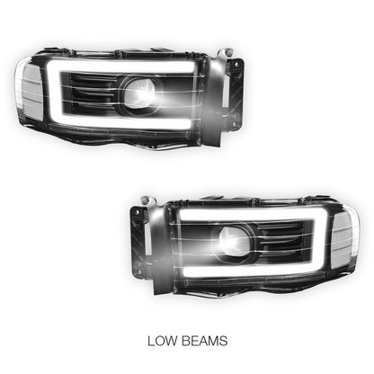Dodge RAM 3500 (2002 - 2005) LED DRL Sequential Turn Signal Projector Headlights LH + RH