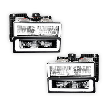 Chevrolet K2500 Cheyenne / Scottsdale / Silverado (1988 - 2000) Square-LED DRL Replacement Headlights LH + RH
