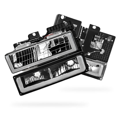 Chevrolet C1500 Suburban LS / LT (1992 - 1999) Square-LED DRL Replacement Headlights LH + RH