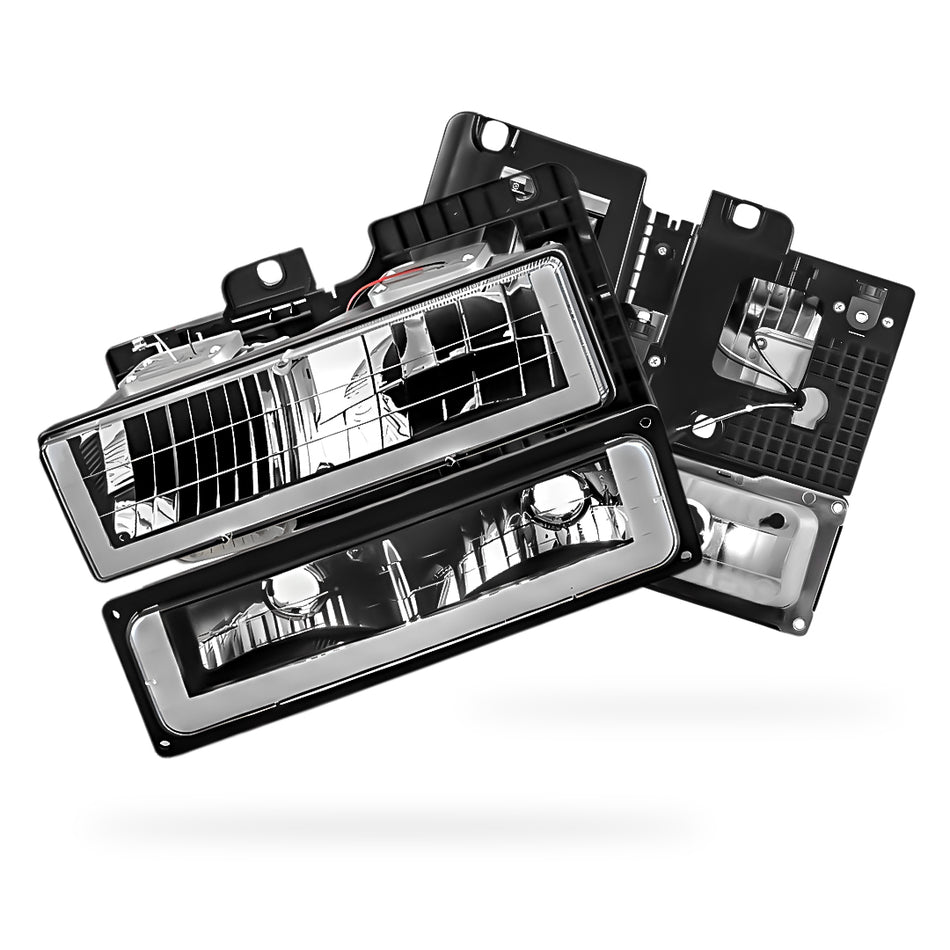 Chevrolet C1500 Suburban LS / LT (1992 - 1999) Square-LED DRL Replacement Headlights LH + RH