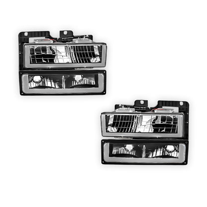 Chevrolet C1500 Suburban LS / LT (1992 - 1999) Square-LED DRL Replacement Headlights LH + RH