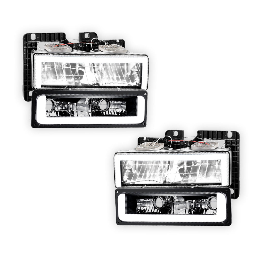 Chevrolet K1500 Suburban LS / LT (1992 - 1999) Square-LED DRL Replacement Headlights LH + RH