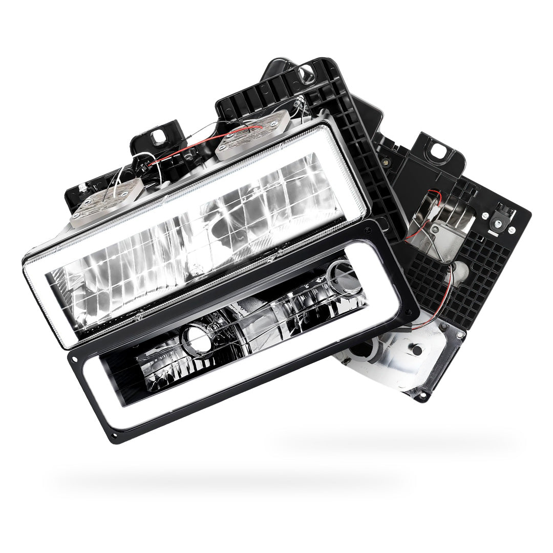 Chevrolet Tahoe LS / LT (1995 - 2000) Square-LED DRL Replacement Headlights LH + RH