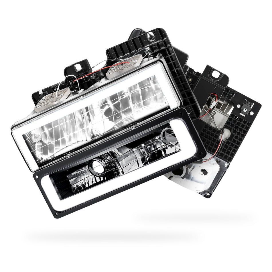 Chevrolet Tahoe LS / LT (1995 - 2000) Square-LED DRL Replacement Headlights LH + RH