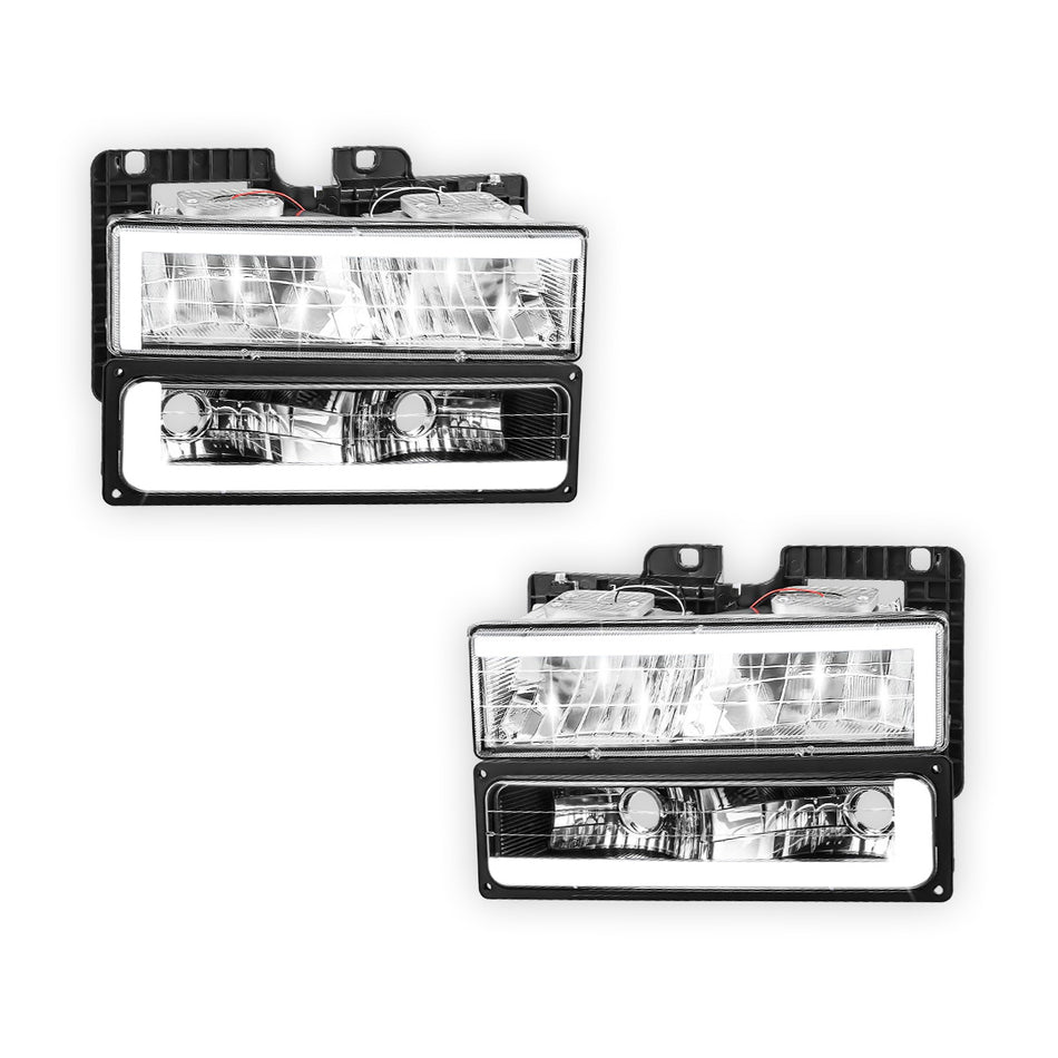 Chevrolet K2500 Cheyenne / Scottsdale / Silverado (1988 - 2000) C-LED DRL Replacement Headlights LH + RH