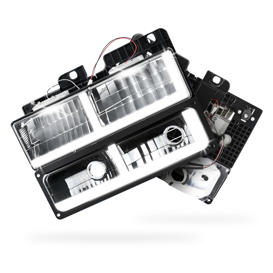 Chevrolet C1500 Cheyenne / Scottsdale / Silverado (1988 - 1999) F-LED DRL Replacement Headlights LH + RH