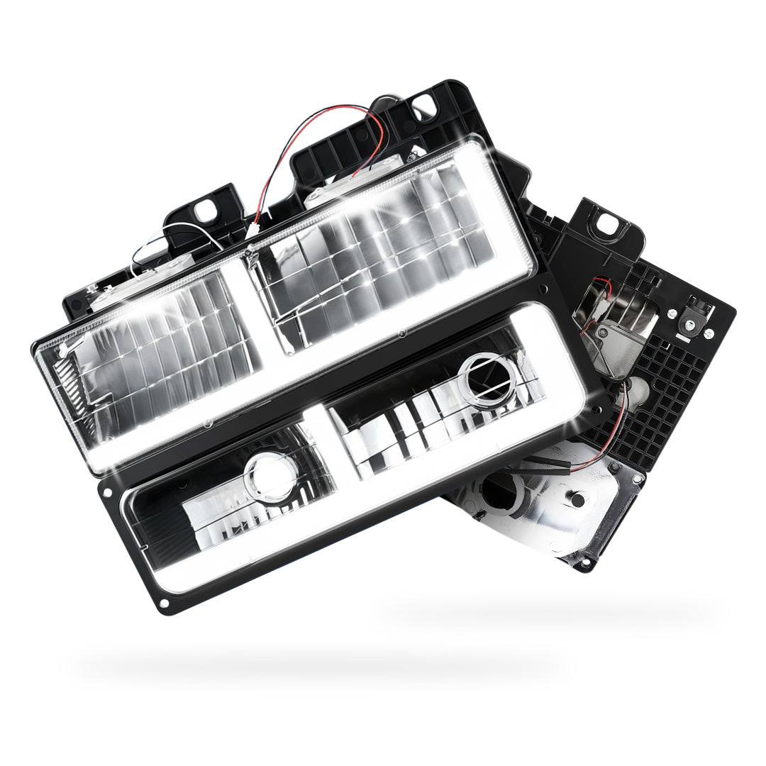 Chevrolet K2500 Cheyenne / Scottsdale / Silverado (1988 - 2000) F-LED DRL Replacement Headlights LH + RH