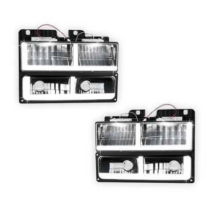 Chevrolet K2500 Cheyenne / Scottsdale / Silverado (1988 - 2000) F-LED DRL Replacement Headlights LH + RH