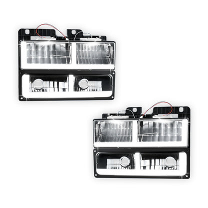 Chevrolet K2500 Suburban LS / LT (1992 - 1999) F-LED DRL Replacement Headlights LH + RH