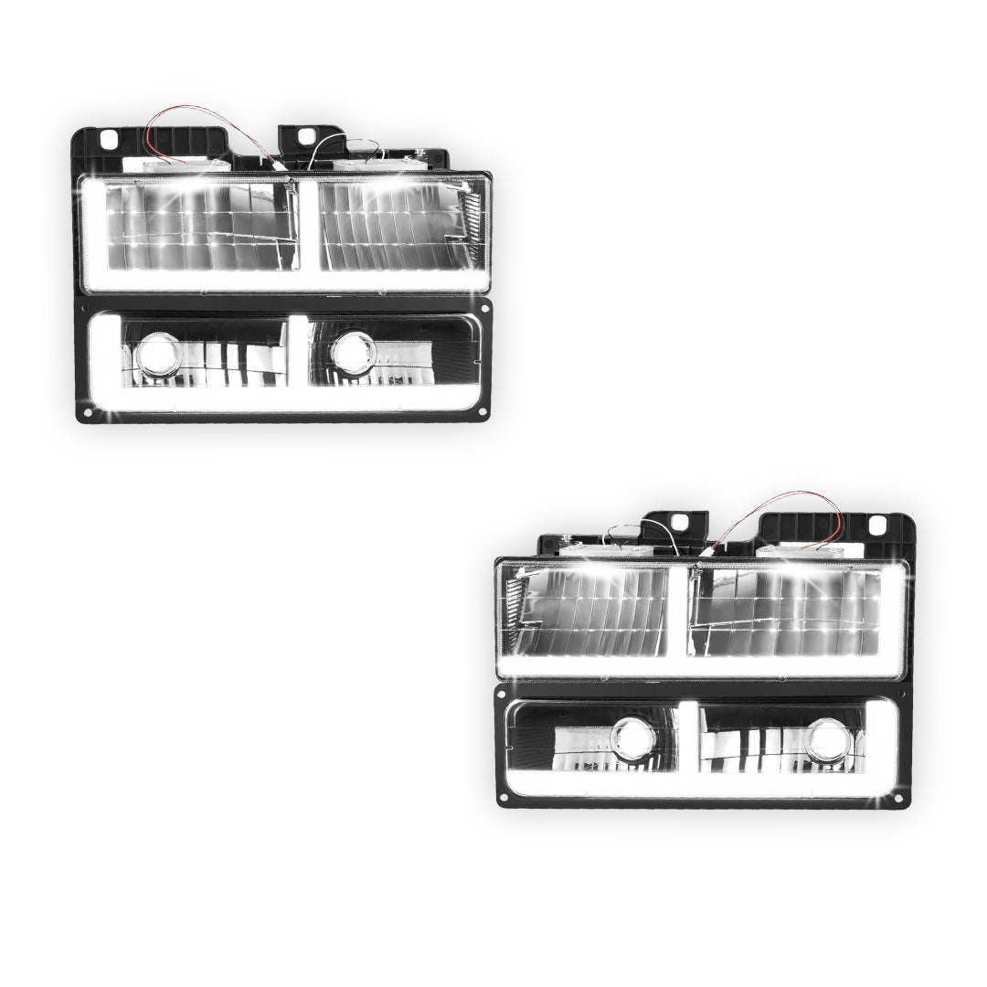 GMC C2500 Suburban SLE / SLT (1992 - 1999) F-LED DRL Replacement Headlights LH + RH