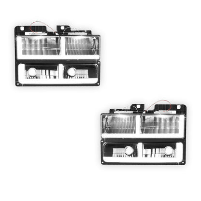 GMC C2500 Suburban SLE / SLT (1992 - 1999) F-LED DRL Replacement Headlights LH + RH